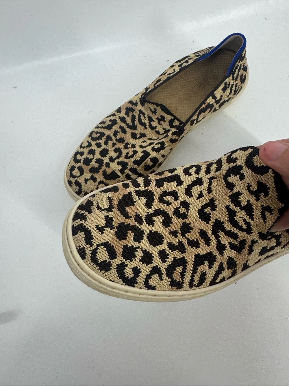 Rothy's The Sneaker Camo Cat Leopard Print Slip on Shoes Animal Brown Size 6.5